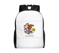 JBJGKHLP Mochila de viaje unisex con estampado de bandera del estado de Illinois con doble hombro, para el trabajo, senderismo, uso diario