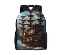 JBJGKHLP Mochila unisex con estampado de barco pirata, elegante, ligera, para viajes al aire libre, viajes, viajes, senderismo