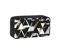 JBJGKHLP Moderno estuche organizador de artículos de papelería para oficina, diseño de triángulos, color negro, blanco y dorado
