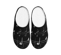 JBJGKHLP Pantuflas lavables unisex con estampado de notas musicales negras con suela de TPR, bonitos zapatos de hotel para invitados