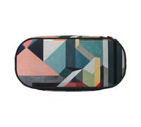 JBJGKHLP Práctico estuche con estampado geométrico abstracto, práctico estuche de almacenamiento para bolígrafos, esencial para la escuela, la oficina, vibrante, Black, Talla única, Organizador de