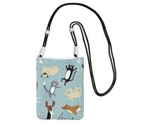 JBJGKHLP Raining Cats & Dogs Print Fashion Lightweight Slim Phone Crossbody Bag Water-resistant Travel Outdoor Use, Black, Talla única