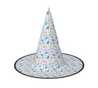 JBJGKHLP Sombrero de bruja unisex con estampado creativo de elementos de hockey para Halloween, carnaval, cosplay, fiesta, accesorio de disfraz