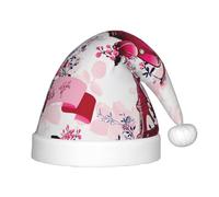 JBJGKHLP Sombrero de Navidad con estampado de la Torre Eiffel de París, para niños, se adapta a años, sombrero de Papá Noel con para fiestas de vacaciones y