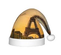 JBJGKHLP Sombrero de Navidad con estampado de la Torre Eiffel de París, para niños, se adapta a años, sombrero de Papá Noel para fiestas y celebraciones