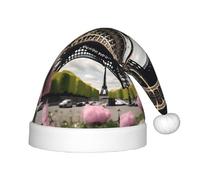 JBJGKHLP Sombrero de Navidad con estampado de la Torre Eiffel de París, para niños, se adapta a años, sombrero de Papá Noel, para fiestas y celebraciones
