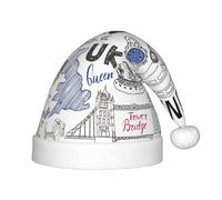 JBJGKHLP Sombrero de Navidad con estampado "I Love London" para niños, se adapta a años, sombrero de Papá Noel con para fiestas de vacaciones y celebraciones
