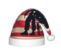 JBJGKHLP Sombrero de Navidad con estampado patriótico de soldados militares estadounidenses, para niños, se adapta a años, sombrero de Papá Noel para fiestas de vacaciones y celebraciones