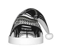 JBJGKHLP Sombrero de Navidad negro con estampado de la Torre Eiffel de París para niños, se adapta a años, sombrero de Papá Noel, para fiestas y celebraciones