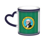 JBJGKHLP Taza de café de cerámica con estampado de la bandera de Washington que cambia de color, regalo de cumpleaños, aniversario, oficina, regalo