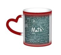 JBJGKHLP Taza de café de cerámica que cambia de color con diseño de palabras de lecciones de matemáticas, diseño de cielo estrellado
