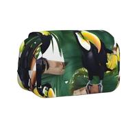 JBJGKHLP Tucanes - Estuche versátil con estampado de hojas de loro, palmera, gran capacidad, neceser de maquillaje, viajes, oficina