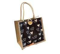 JBJYGSG Bolsa De Yute Bolso Bolso De Lino Bolsa De Almuerzo Bolsa De Compras Portátil Cosmética Bolsas De Mujer Casuales Versátiles(Black-Button)