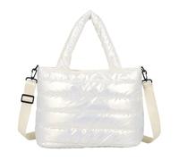 JBJYGSG Bolso Acolchado Mujer Crossbody Handbag Down Padding Shoulder Bag Quilted Puffy Handbag Puffer Tote Bag Down Cotton Padded(White)