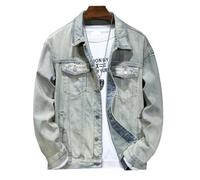JBJYGSG Chaqueta vaquera informal for hombre, de primavera y otoño, con botonadura sencilla y metalizada, talla M-5XL(Yellow,Asian sizes L)
