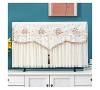 JBJYGSG Cubierta Para Tv Lace Embroidery Wall Mounted TV Cover Tassel Chiffon Living Room Decoration LCD TV Protection Cover No Need To Disassemble(Light green,110x Height 63cm)