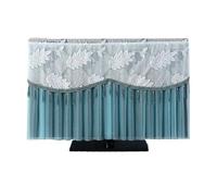 JBJYGSG Cubierta Para Tv Tassel Edge Living Room TV Decoration Cover Wall Mounted LCD TV Lace Embroidered Yarn Cover Cloth Without Removing It(Deep green,174x Height 110cm)