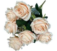 JBJYGSG Flores Artificiales Ramo de Rosas 9 Cabezas, Flor Artificial, decoración for Boda, exhibición Escena, Regalo Floral, Camelia Rosa y Blanca(5)