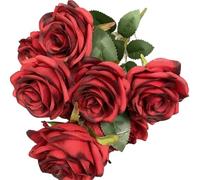 JBJYGSG Flores Artificiales Ramo de Rosas 9 Cabezas, Flor Artificial, decoración for Boda, exhibición Escena, Regalo Floral, Camelia Rosa y Blanca(17)