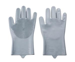 JBJYGSG Guantes Limpieza 2Pcs Dishwashing Gloves For Household Chores Kitchen Silicone Rubber Faux Leather Washing Clothes(GRAY)