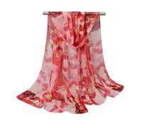 JBJYGSG PañUelos Cuello Mujer Bufanda larga con estampado floral de 150 x 50 cm for mujer, chal fino de primavera, hermosa flor, pareos de playa(4-Tangerine)