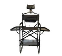 JBJYGSG Silla de Director de Maquillaje portátil con Mesa Auxiliar y portavasos, Silla de peluquería Plegable y Ligera for Salones de Maquillaje y Cine. para Jardín, Playa, Camping(with Headrest)