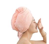 JBJYGSG Toalla Turbante Pelo Gorro de Ducha Absorbente con Bordado de Animales for Mujer, Gorro de Secado de Pelo de Lana Coral, Turbante Grueso de Secado rápido(Pure Pink)