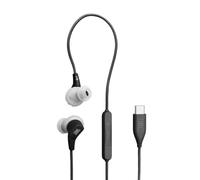JBL Endurance Run 3 Auriculares Deportivos con Cable, tecnología FlipHook y TwistLock, Resistentes al Polvo y al Agua, IP65, Sonido JBL Pure Bass, micrófono y Mando, USB-C, Negro/Gris