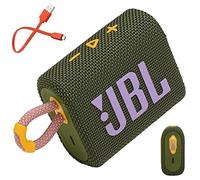 JBL GO3 GRN - Altavoz portátil Bluetooth inalámbrico Resistente al Agua con Bucle Integrado para Viajes con Cable de Carga USB C, en Verde