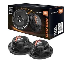 JBL GTO629 - Altavoces coaxiales de Audio para Coche de 6.5 Pulgadas, 2 vías, 360 vatios de Potencia máxima, reemplazo de tamaño de fábrica, Incluye paño de Limpieza Iron Crush.