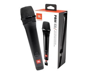 JBL Micrófono PBM 100 con cable, micrófono vocal dinámico para tus fiestas o ratos con tus amigos con modelo cardioide con el legendario sonido JBL, fácil de usar, en negro