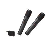 JBL PartyBox - Micrófono inalámbrico - 2 micrófonos inalámbricos digitales, batería recargable (20 horas - 700 mAh), voz clara, sonido nítido, conexión estable de 2.4 GHz, compatible con todos los