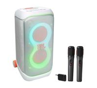 JBL PartyBox Stage 320 - Altavoz portátil para fiesta con sistema de micrófono inalámbrico (blanco)