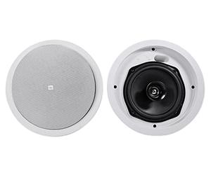JBL Professional Control 26C 2-Way, 6.5” Round In-Ceiling Speaker with Metal Back-Can. 16 Ohm, 150 Watt. Sold as Pair. White, Paintable Grille.