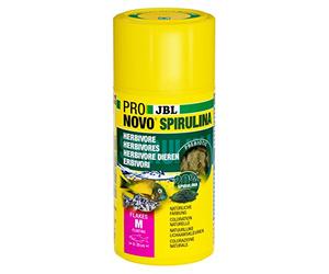 JBL PRONOVO SPIRULINA Flakes, pienso Verde para Todos los Peces de Acuario de 8 - 20 cm, Copos de Comida para Peces, Talla M, 100 ml