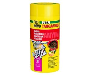 JBL PRONOVO TANGANYIKA Grano, alimento Principal para Todos los cíclidos de 8 - 20 cm, dosificador Clic, gránulos de piensos para Peces, tamaño M, 1000 ml