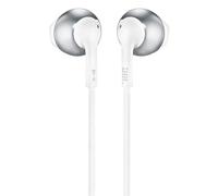 JBL T 205 CrM - Auriculares (Alámbrico, Dentro de oído, Binaural, Intraaural, 20-20000 Hz, Cromo, Blanco)