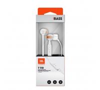 Auriculares botón - JBL T110, Intraaurales, Micrófono, Pure Bass JBL, Blanco