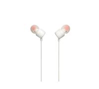 JBL Tune 110 - Auriculares intrauditivos con Sonido de Graves Puros, Control Remoto de 1 botón, micrófono y Cable Plano sin enredos (Blanco)