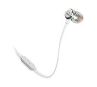 JBL Tune 290 Auriculares In-Ear con Cable Antienredos y Graves Potentes, Universales, con 1 Mando/Micrófono, Plateado