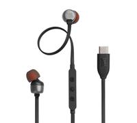 JBL Tune 310C - Auriculares intraurales con Cable de Alta resolución, Cable Plano sin enredos, Control Remoto de 3 Botones con micrófono (Negro)