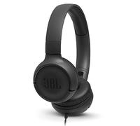 JBL Tune 500 - Auriculares supraaurales con Cable, Sonido de Graves Puros, Control Remoto/micrófono de 1 botón, Cable Plano sin enredos, diseño Ligero y Plegable, Pregunta a Siri o Google Now (Negro)