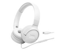 JBL Tune 520 C Auriculares con Cable, Ajuste cómodo, micrófono, Sonido JBL Pure Bass, preajustes de ecualización, conectividad USB-C, diseño Plegable y Cable sin enredos, Blanco