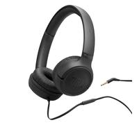 JBL Tune 530 Auriculares con Cable, Negro | Ajuste cómodo, micrófono, sonido JBL de graves puros, preajustes de ecualización, diseño plegable y cable sin enredos