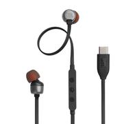 JBL Tune 310 C USB-C Auriculares intraaurales con micrófono y audio de alta resolución, cable plano antienredos, 3 botones de control, control de preajustes de volumen y EQ, en negro