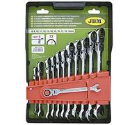 JBM 51318 - Pack de 12 Llaves combinadas articuladas con trinquete