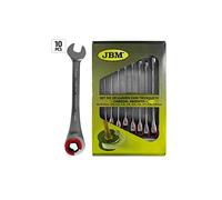 JBM 51840 - Pack de 10 llaves combinadas con trinquete de cabezal abierto
