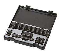 JBM 52341 - Pack de 13 Piezas con 10 Vasos de Impacto Hexagonales, Adaptador, Articulación Universal y Barra de Extensión.