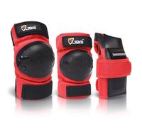 JBM International Adult / Child Knee Wode Pads Pads Guardias de mueca 3 en 1 Juego de equipo de proteccin Juventud Roja / Nio
