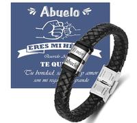 Jbniuay Pulsera del abuelo - Regalo para el abuelo Pulsera De Cuero Para Hombres - Regalo Tallado Para Su Abuelo Regalo De Cumpleaños Para Hombres Regalos Creativos Para Navidad San Valentín